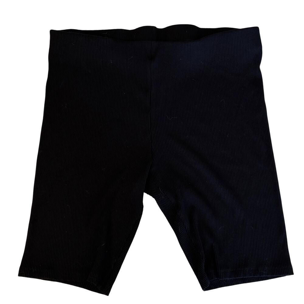 H&M Ribbed Biker Shorts Black High Rise Stretch Womens Size XL